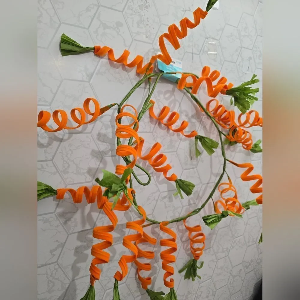 Easter Spiral Orange Carrot Spray Coiled Carrot Garland Spring Decor, New